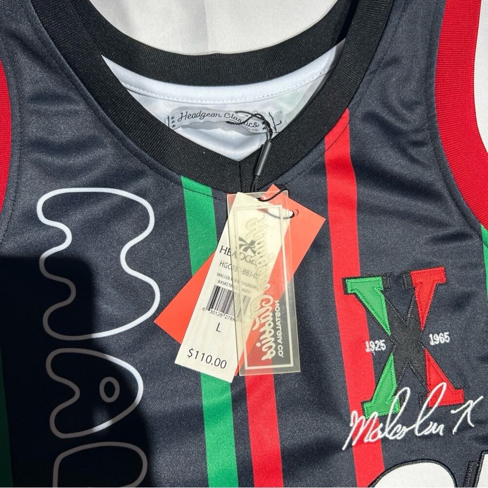 Malcom X Red/Green Basketball Jersey Headgear Classics Size L MSRP $110 - Picture 5 of 7